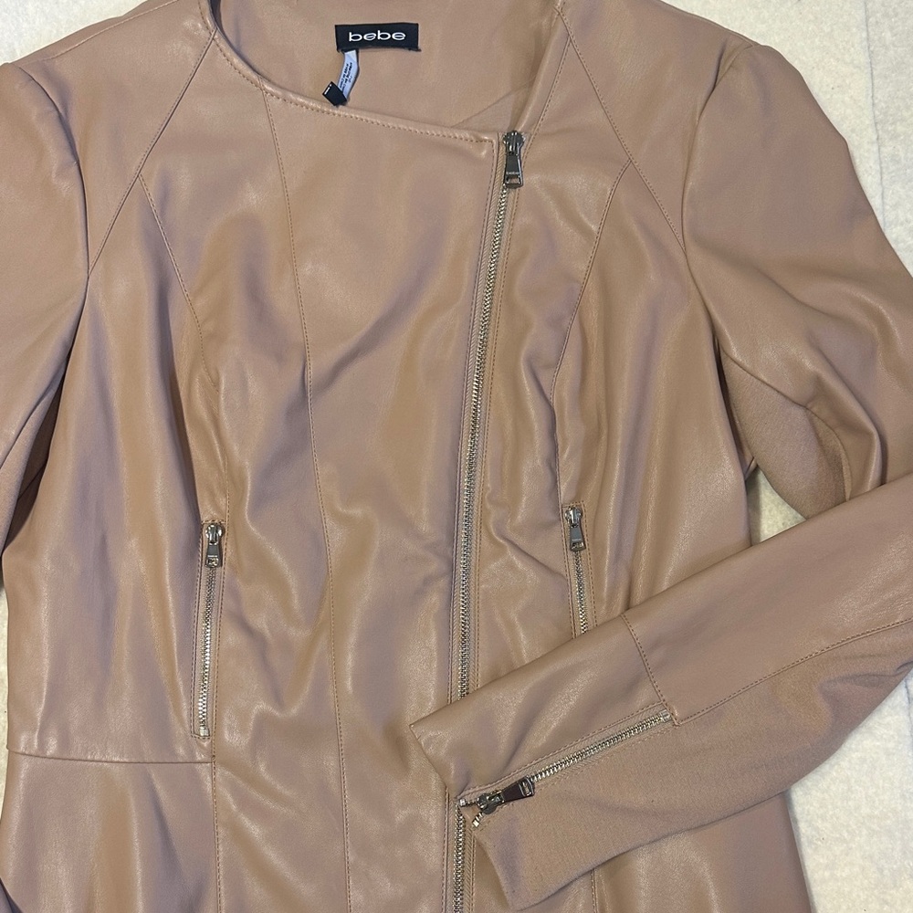 Bebe Women's Beige Leather Jacket